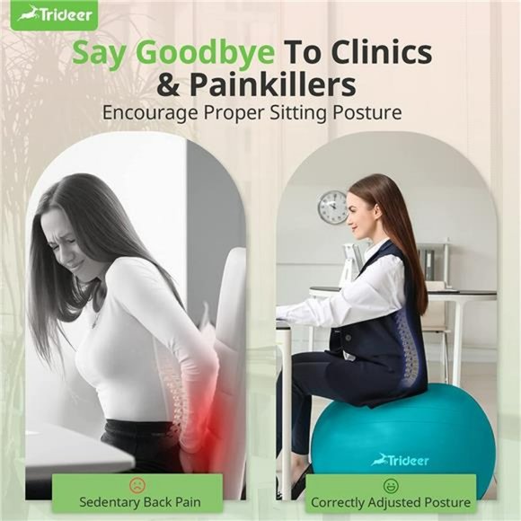 Extra Thick Yoga Ball Exercise Ball, 5 Sizes Ball Chair, Heavy Duty Swiss Ball - Picture 4 of 7